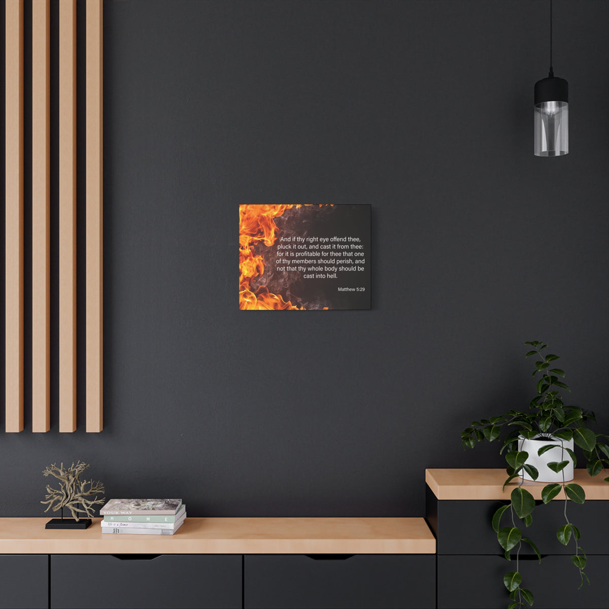 Scripture Canvas Pluck the Right Eye Matthew 5:29 Christian Wall Art Bible Verse Print Ready to Hang