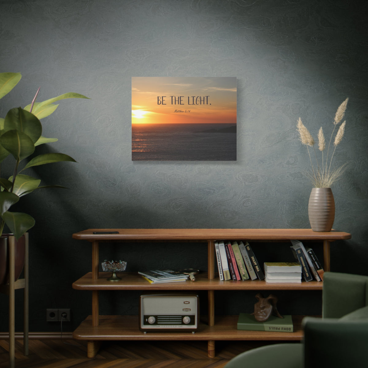 Scripture Canvas The Light Matthew 5:14 Christian Wall Art Bible Verse Print Ready to Hang