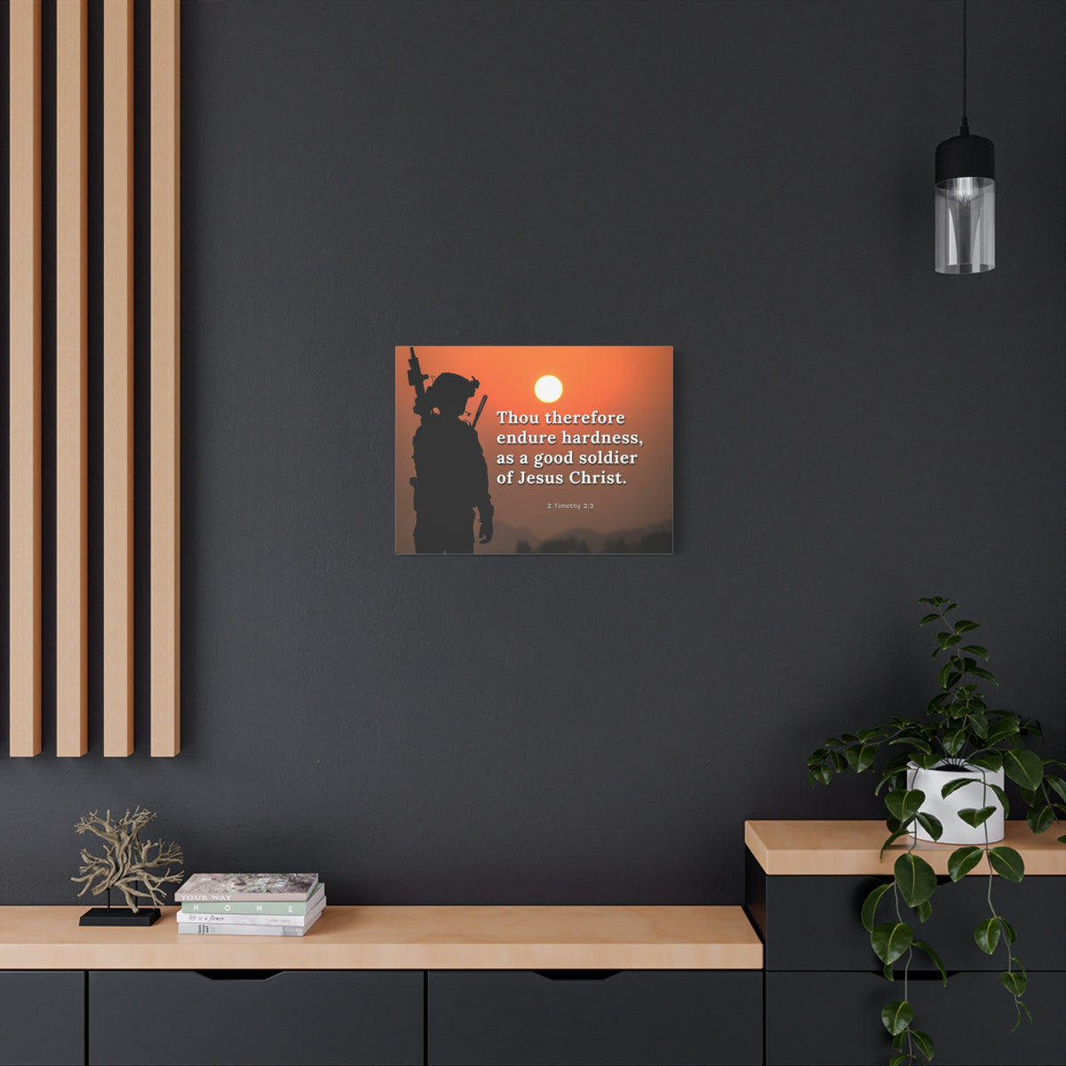 Scripture Canvas Endure Hardness 2 Timothy 2:3 Christian Wall Art Bible Verse Print Ready to Hang