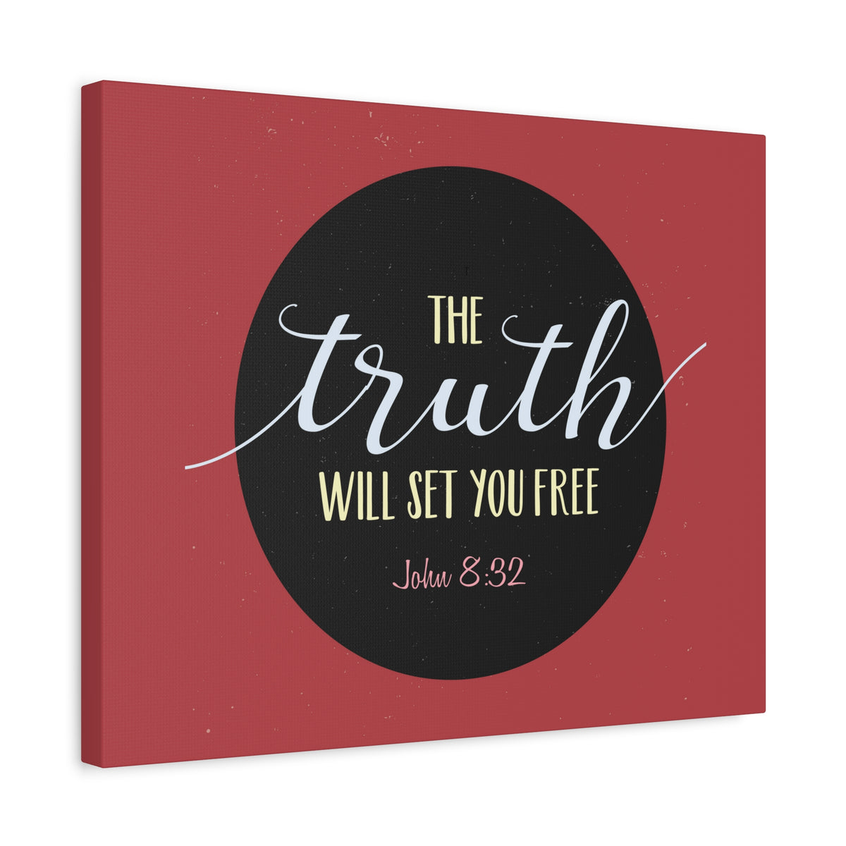 Scripture Canvas The Truth Red John 8:32 Christian Wall Art Bible Verse Print Ready to Hang