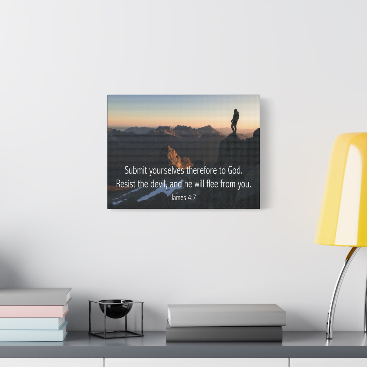 Bible Verse Canvas Resist the Devil James 4:7 Christian Home Décor Wall Art Scripture Ready to Hang Faith Print
