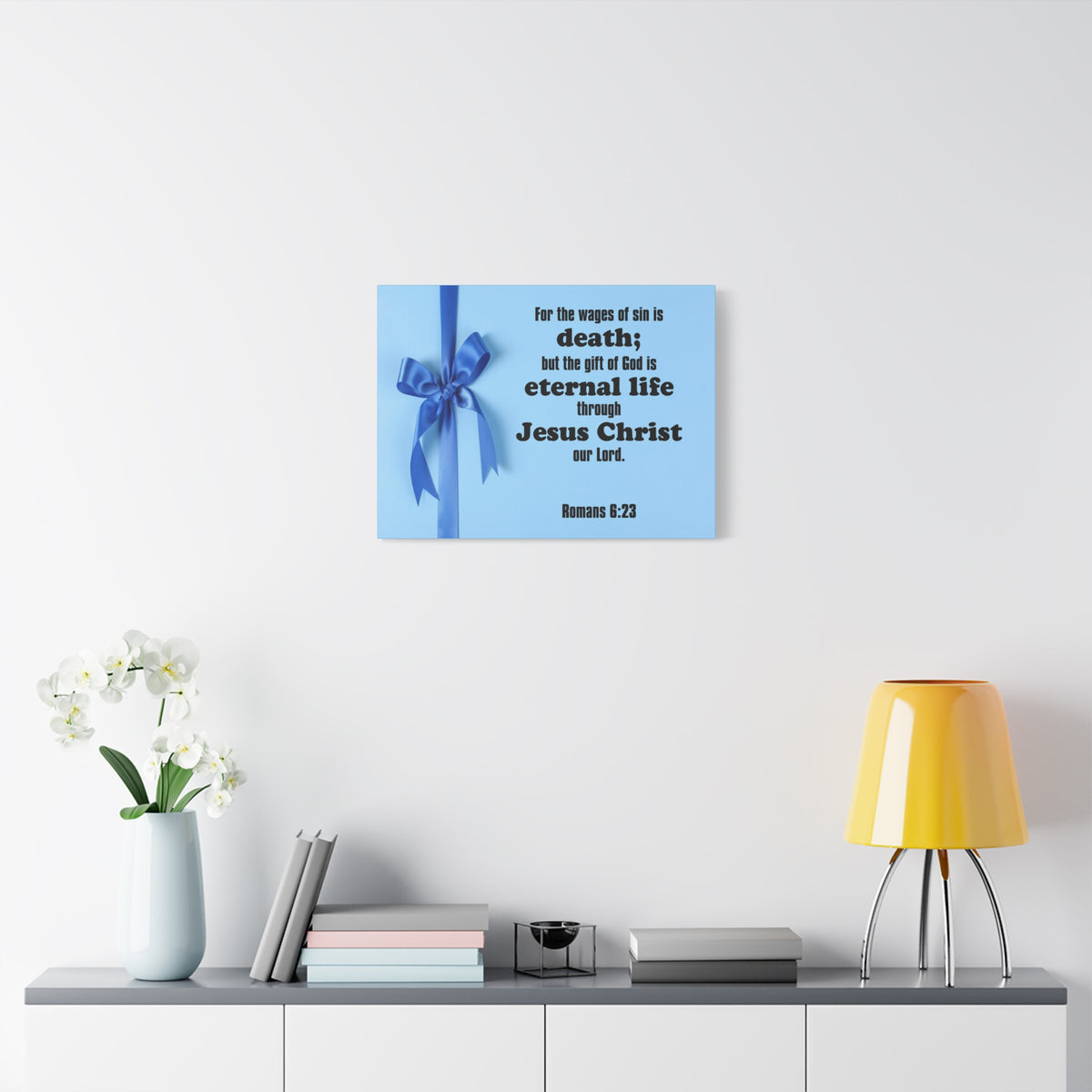 Scripture Canvas Eternal Life Romans 6:23 Christian Wall Art Bible Verse Print Ready to Hang