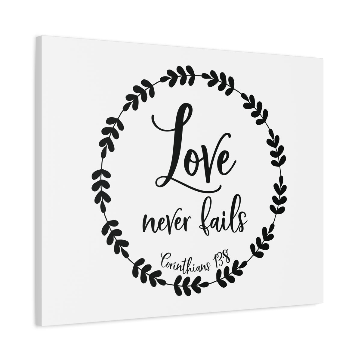 Scripture Canvas Love Never Fails Corinthians 13:8 Christian Wall Art Bible Verse Print Ready to Hang