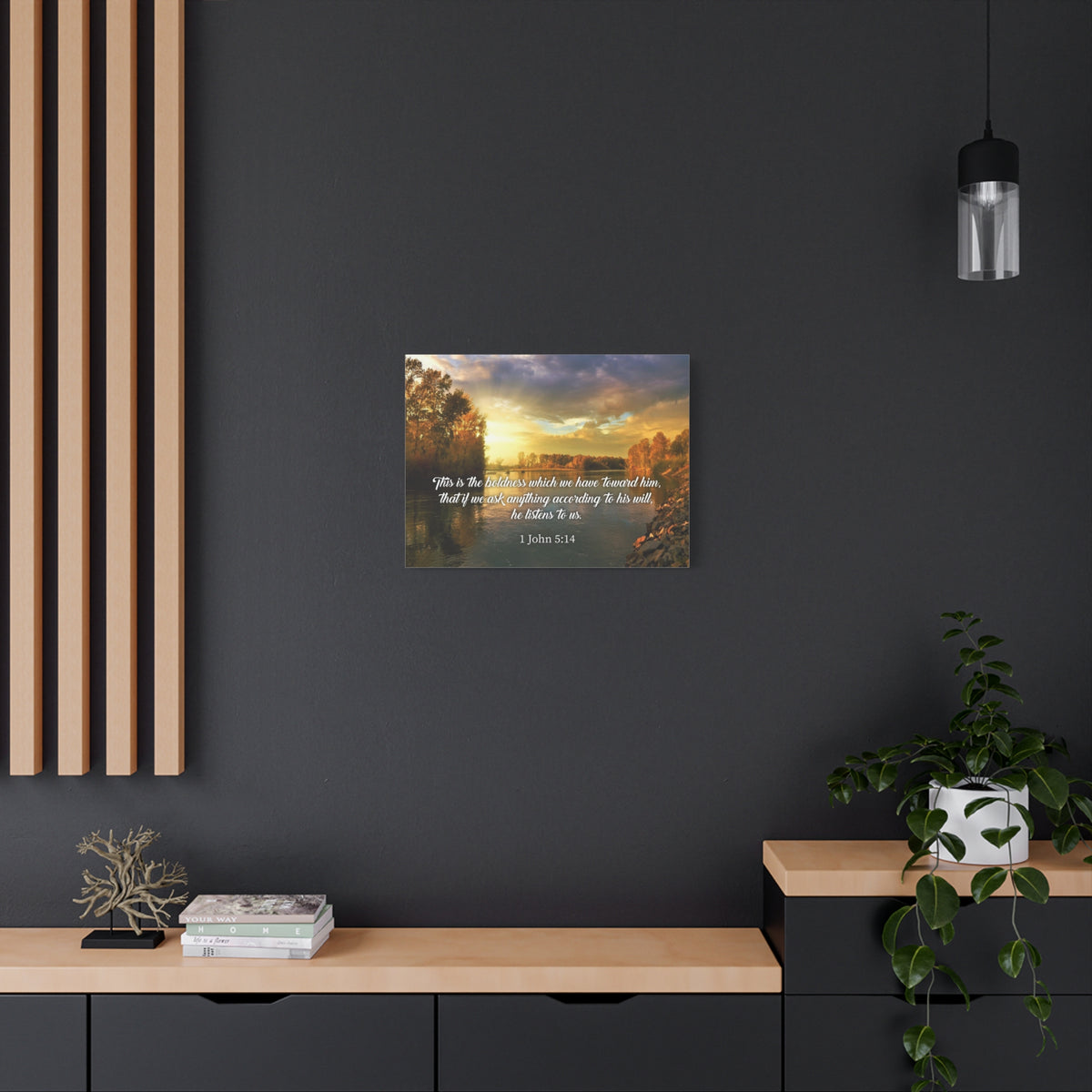 Scripture Canvas The Confidence 1 John 5:14 Christian Wall Art Bible Verse Print Ready to Hang