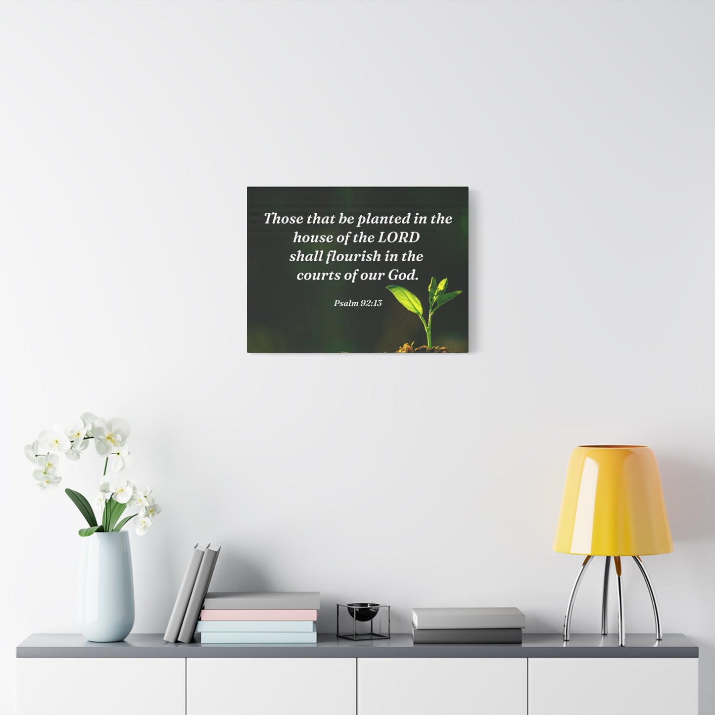 Scripture Walls Shall Flourish Psalm 92:13 Bible Verse Canvas Christian Wall Art Ready to Hang