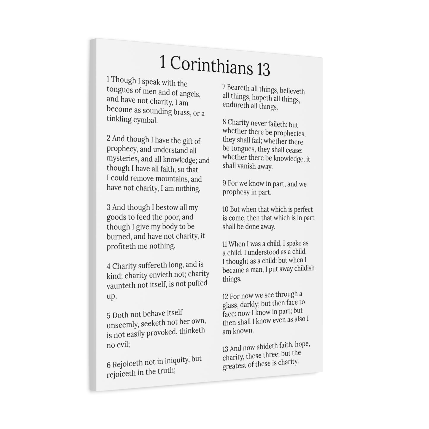 Scripture Walls 1 Corinthians 13 Love Chapter White Christian Wall Art Print Ready to Hang Unframed