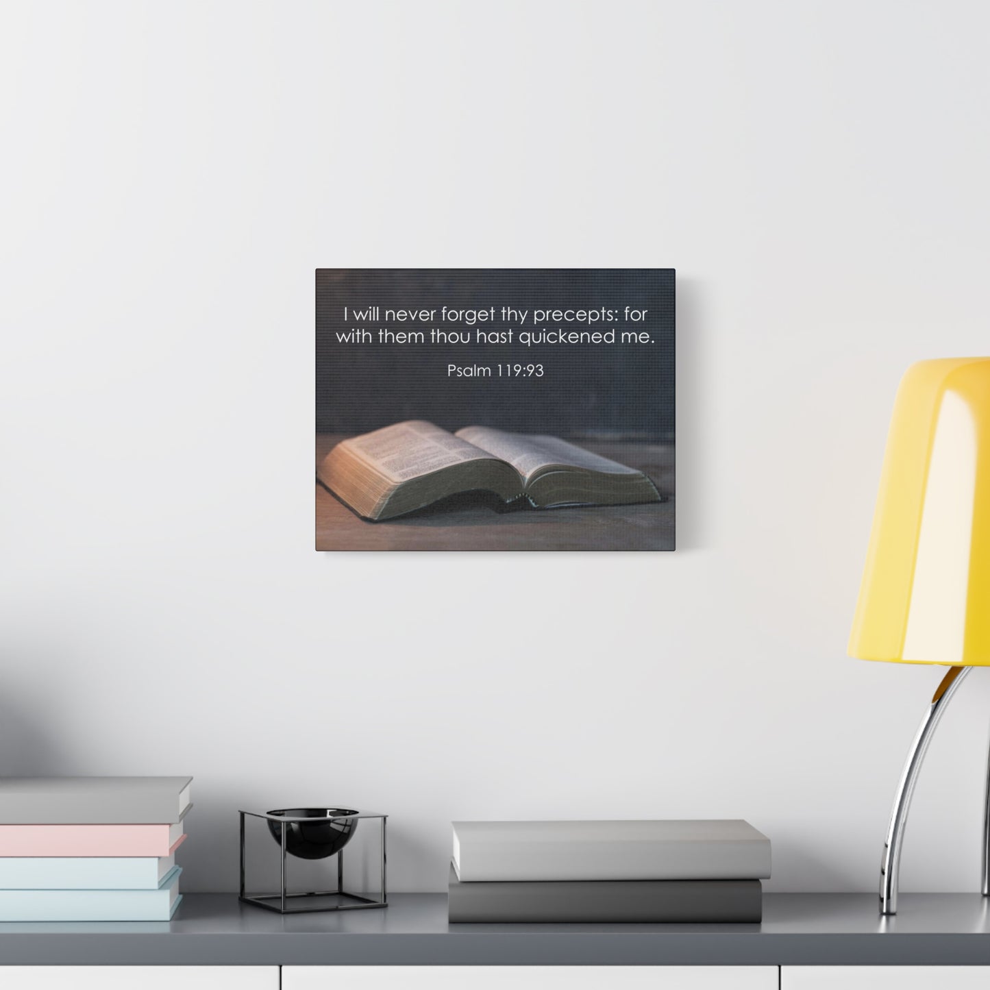 Bible Verse Canvas Never Forget Thy Precepts Psalm 119:93 Christian Home Décor Wall Art Scripture Ready to Hang Faith Print
