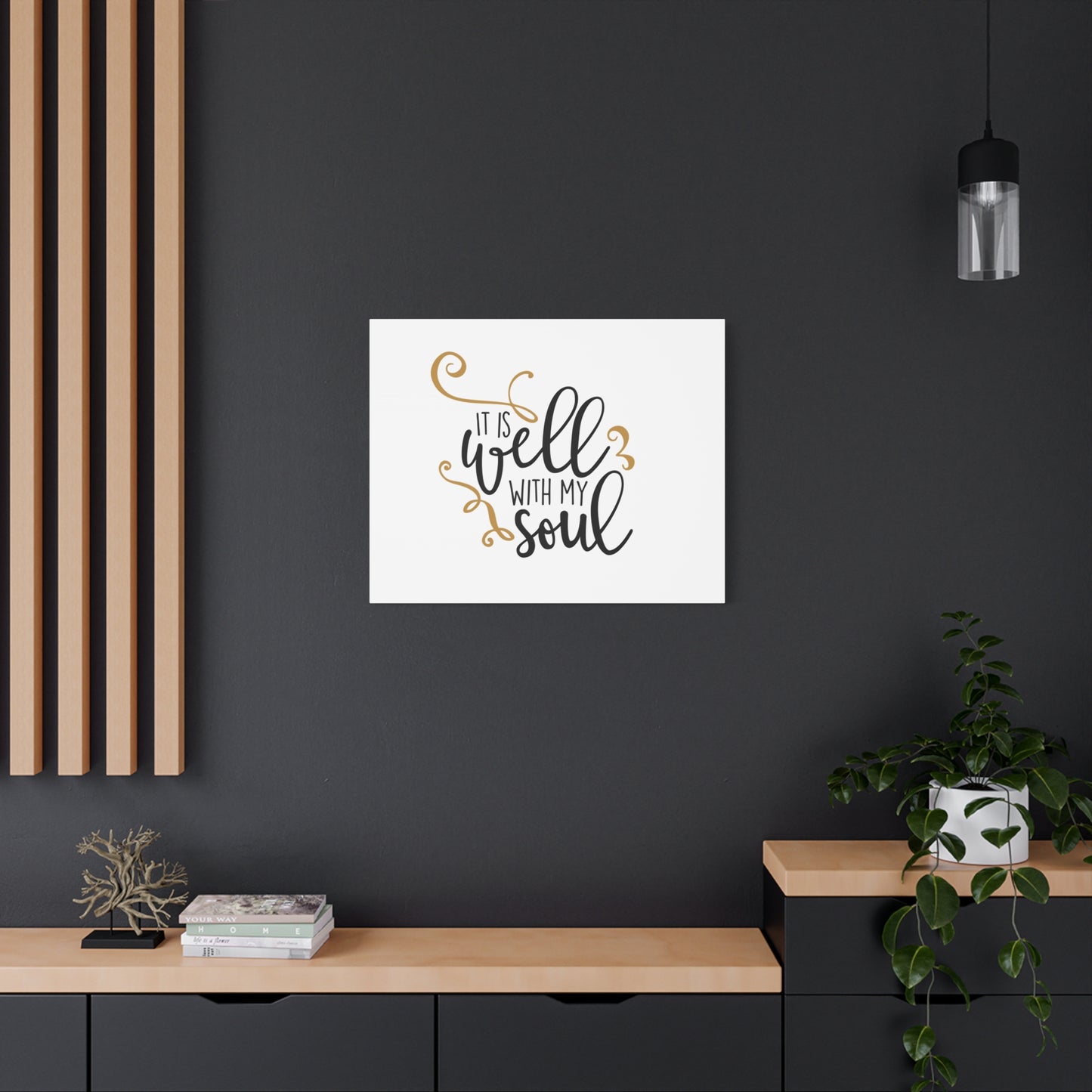 Scripture Canvas It Is Well With My Soul Psalm 42:7 White Christian Wall Art Bible Verse Print Ready to Hang