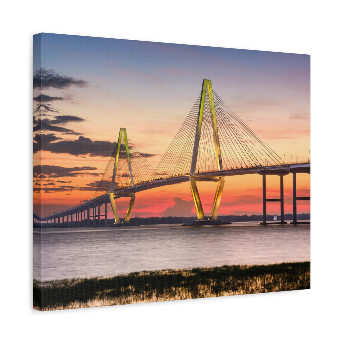 Jr Cooper River Bridge Charleston South Carolina Nature Wilderness Photography Canvas Wall Art for Home Decor Ready-to-Hang