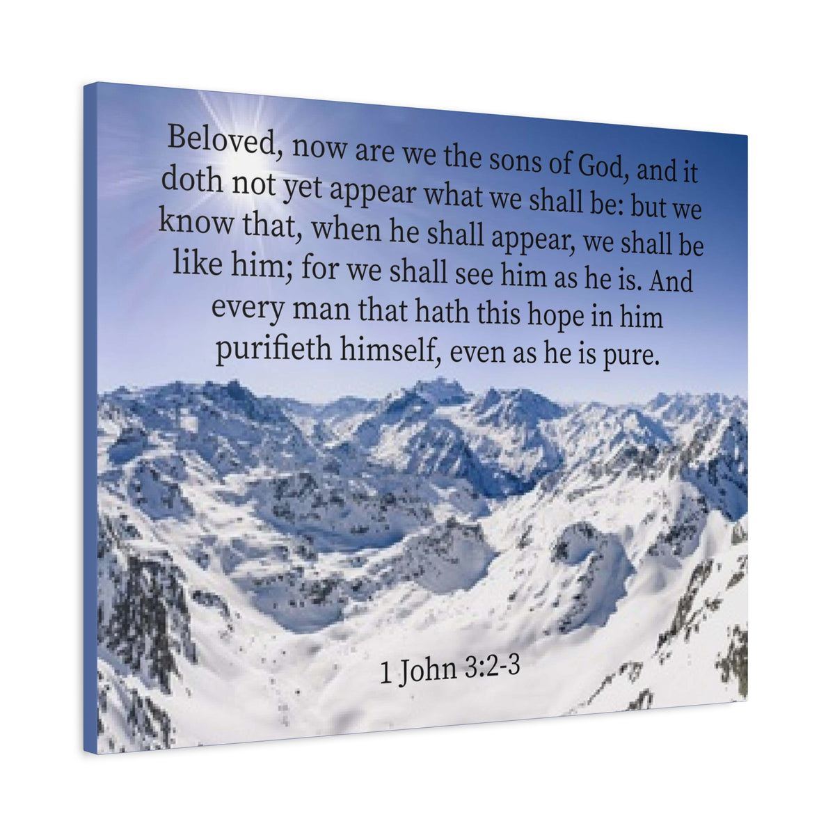 Scripture Canvas Even As He is Pure 1 John 3:2-3 Christian Wall Art Bible Verse Print Ready to Hang