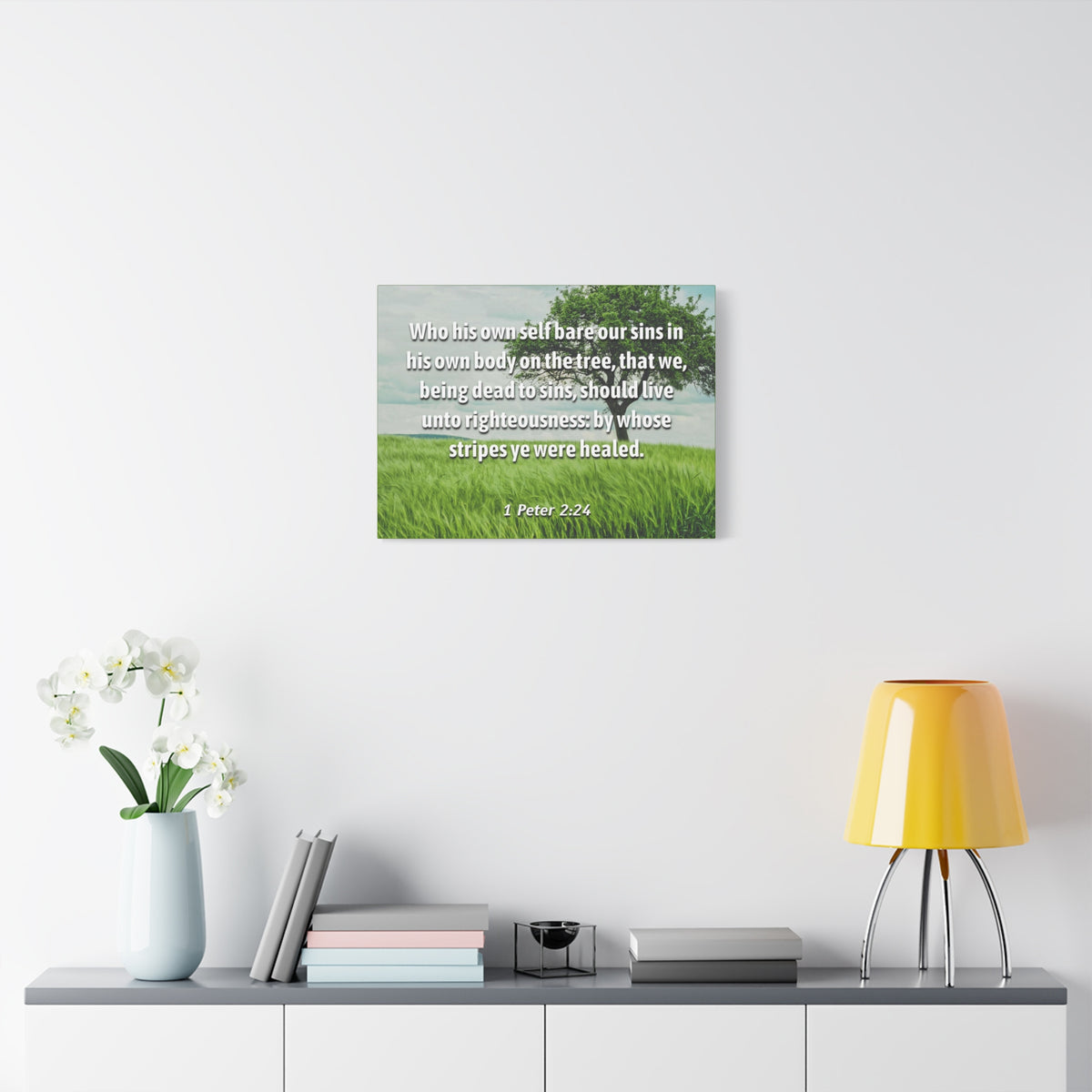Scripture Canvas Live Unto Righteousness 1 Peter 2:24 Christian Wall Art Bible Verse Print Ready to Hang