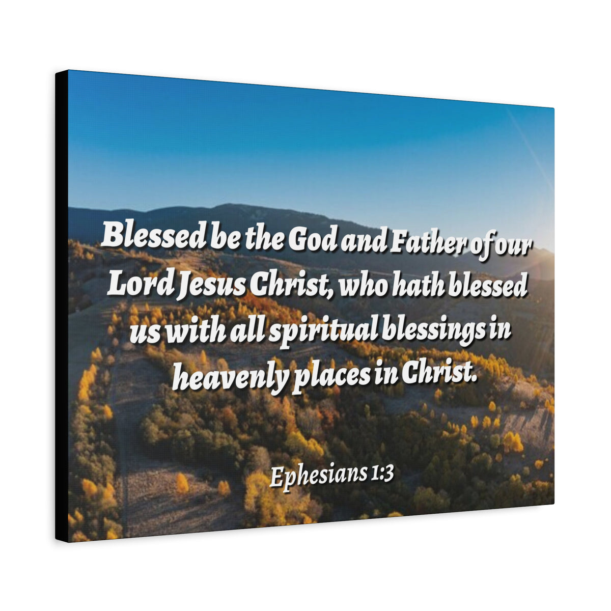 Scripture Canvas Spiritual Blessings Ephesians 1:3 Christian Wall Art Bible Verse Print Ready to Hang