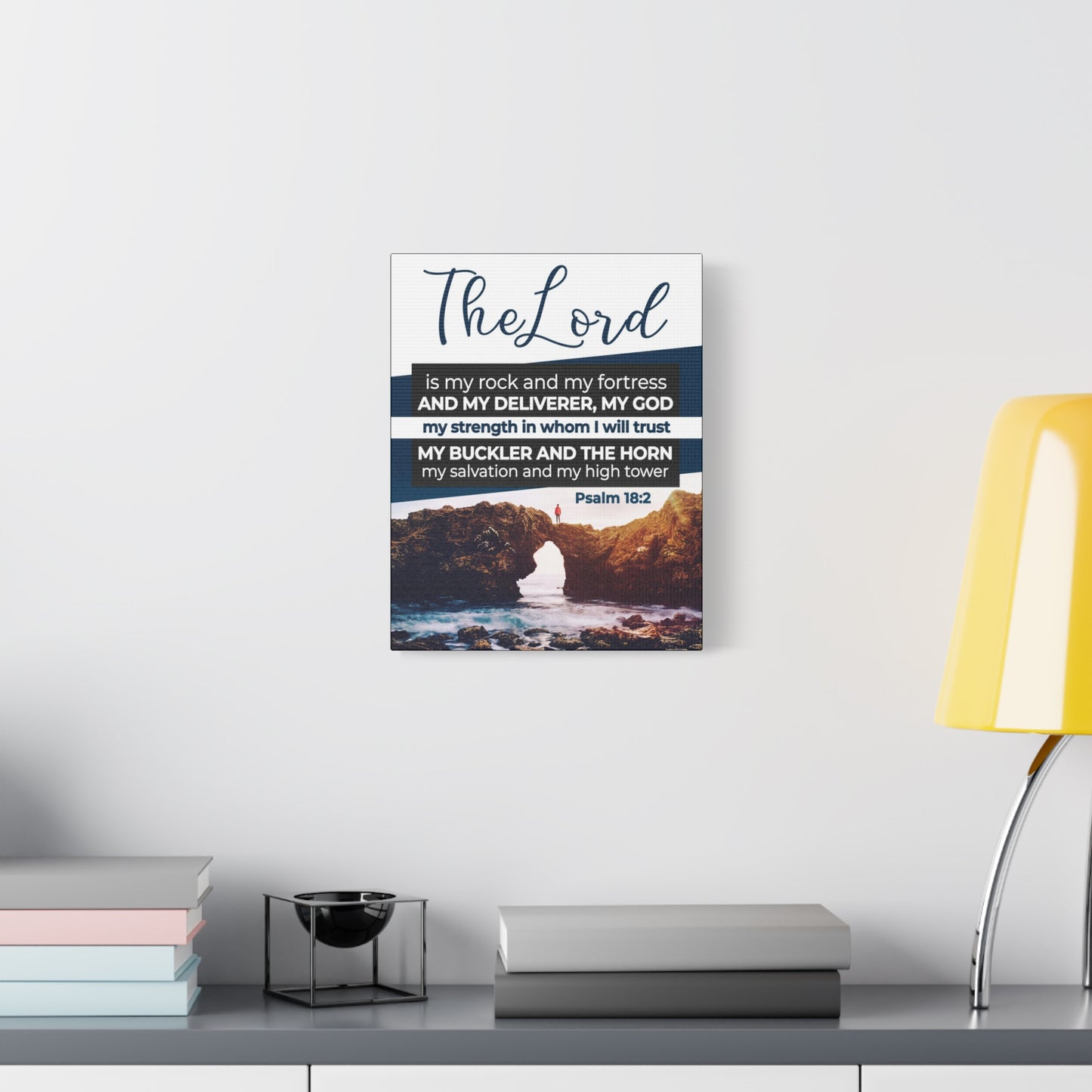Scripture Canvas The Lord is My Rock Psalm 18:2 KJV Christian Wall Art Bible Verse Print Ready to Hang