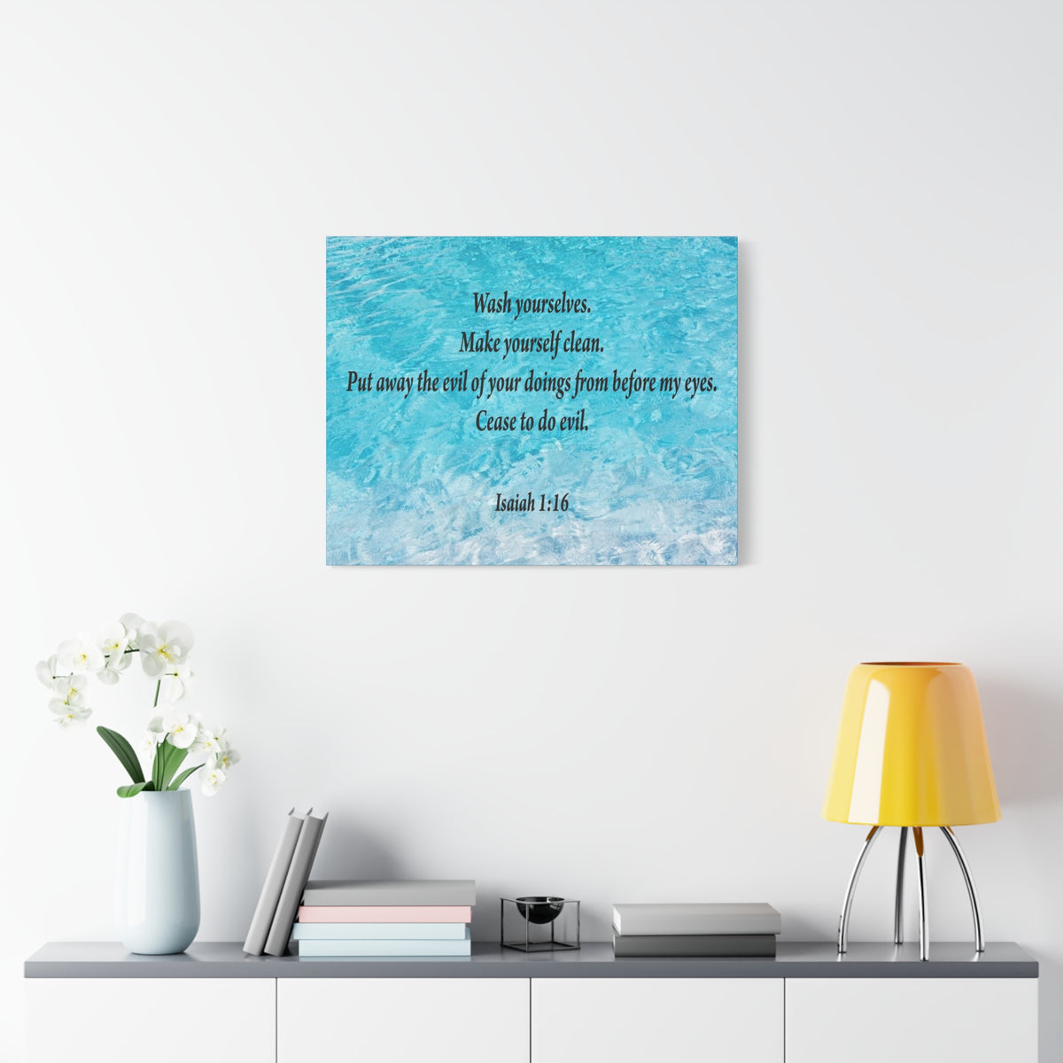 Scripture Canvas Wash Yourselves Isaiah 1:16 Christian Wall Art Bible Verse Print Ready to Hang