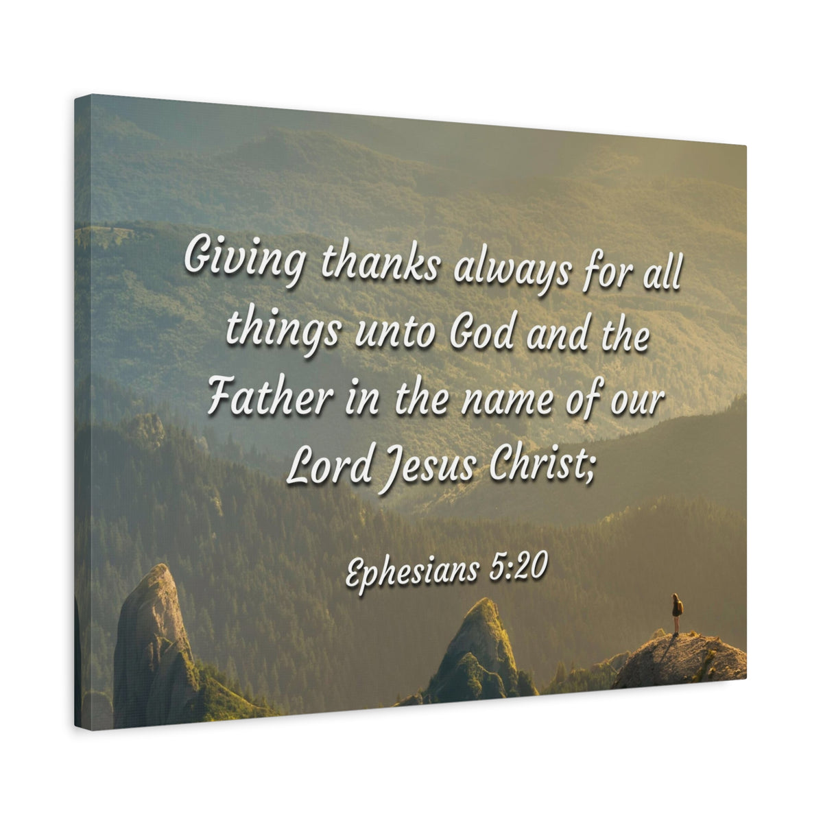 Scripture Canvas In The Name Ephesians 5:20 Christian Wall Art Bible Verse Print Ready to Hang