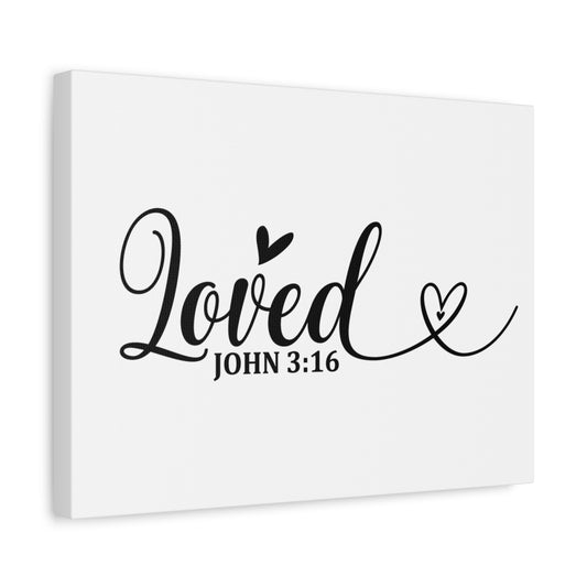 Scripture Canvas Loved Heart John 3:16 Christian Wall Art Bible Verse Print Ready to Hang