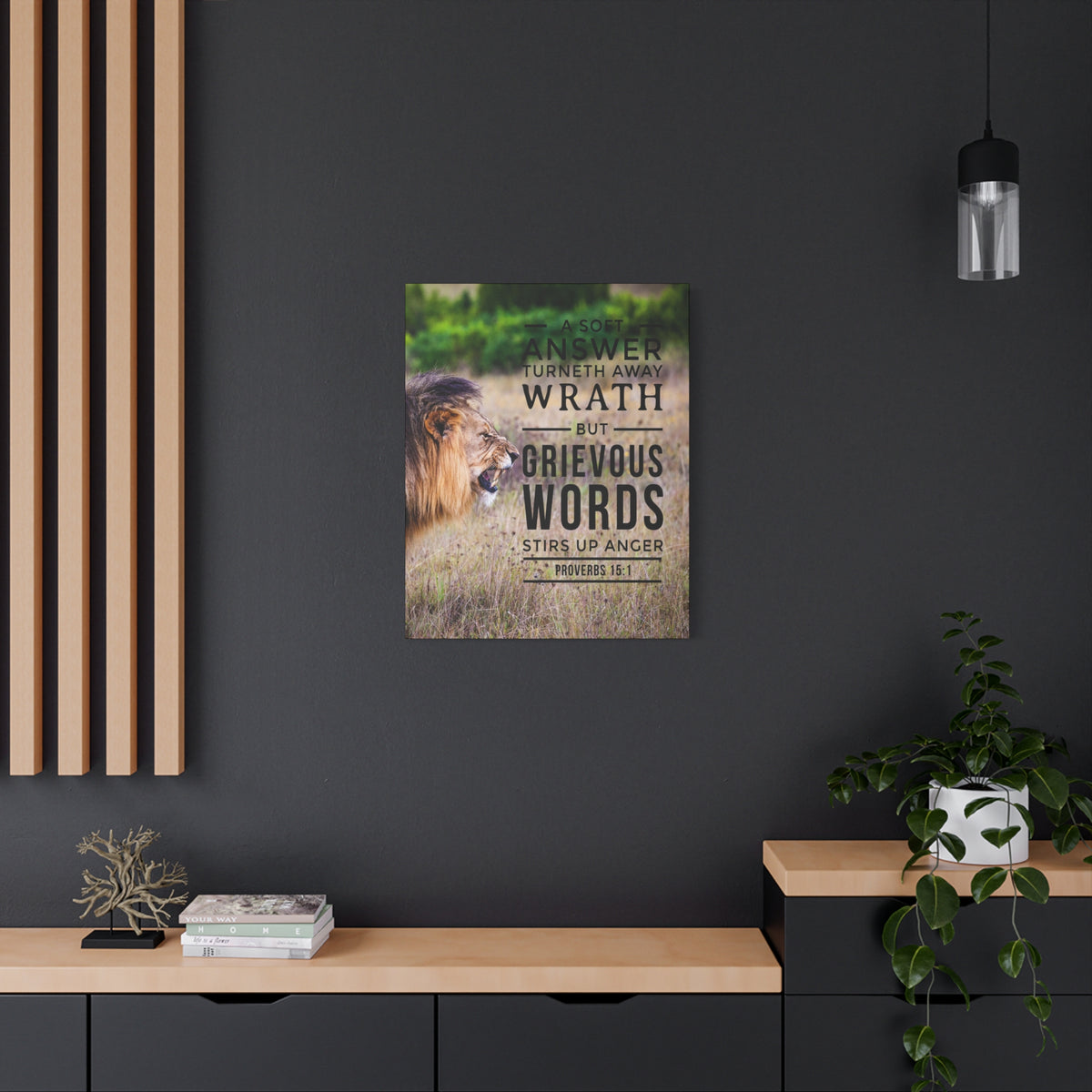 Scripture Canvas Soft Answer Proverbs 15:1 Christian Wall Art Bible Verse Print Ready to Hang