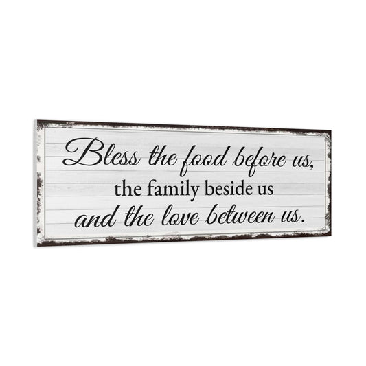 Scripture Walls Bless The Food White Bible Verse Canvas Christian Wall Art Ready to Hang Unframed