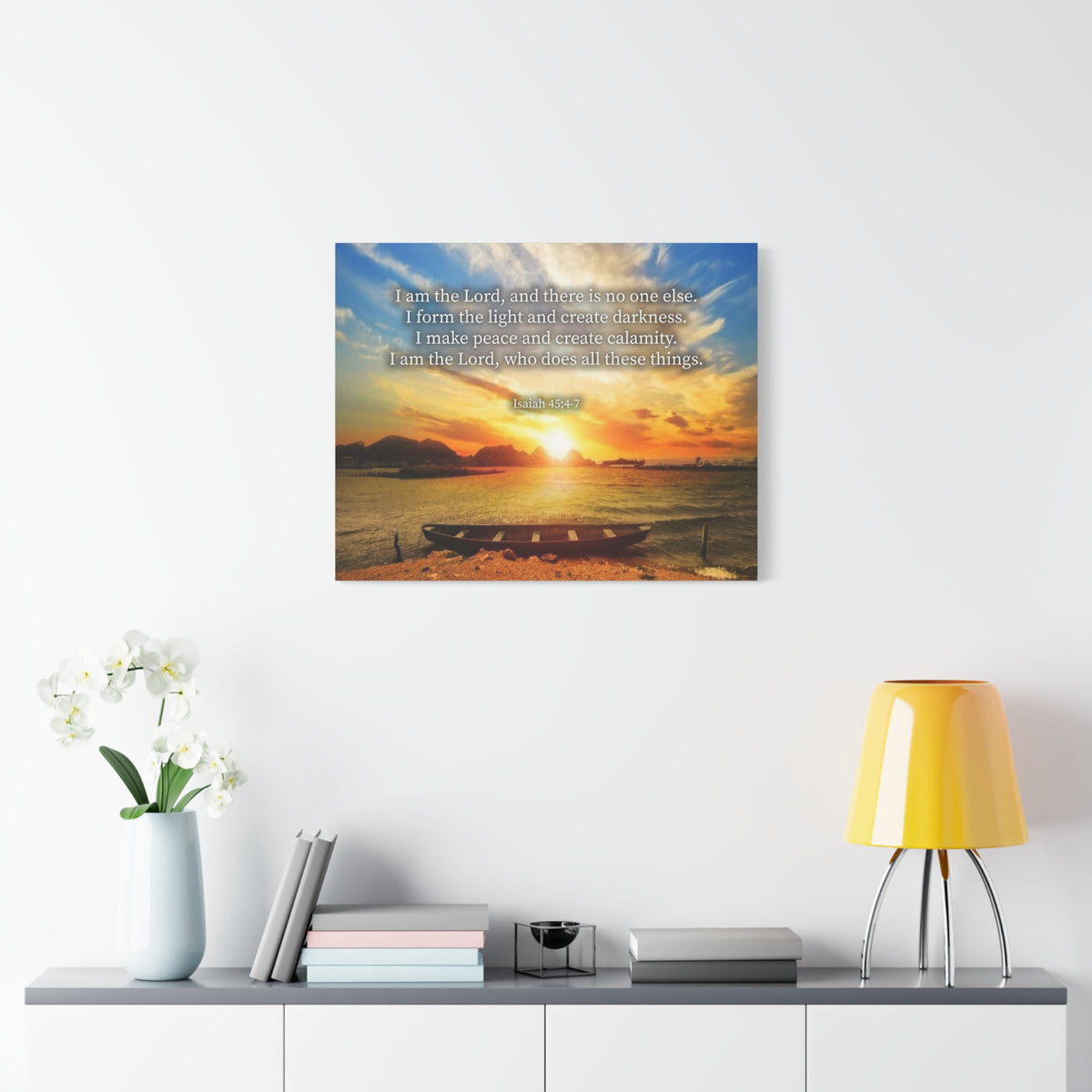 Scripture Canvas Create Calamity Isaiah 45:6-7 Christian Wall Art Bible Verse Print Ready to Hang