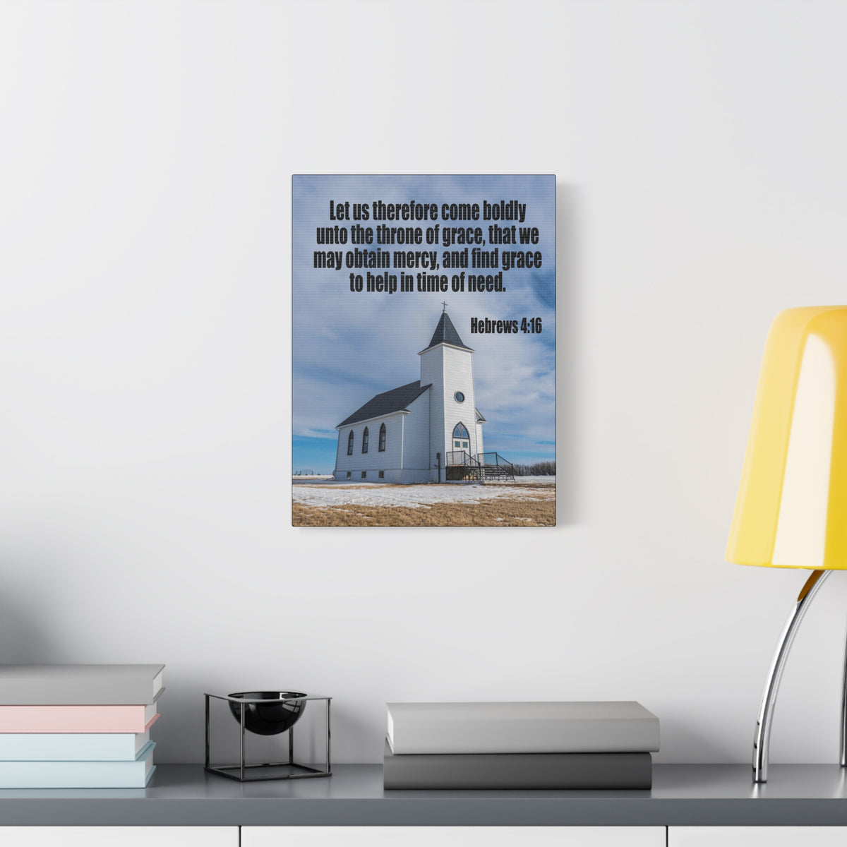 Scripture Canvas Throne of Grace Hebrews 4:16 Christian Wall Art Bible Verse Print Ready to Hang