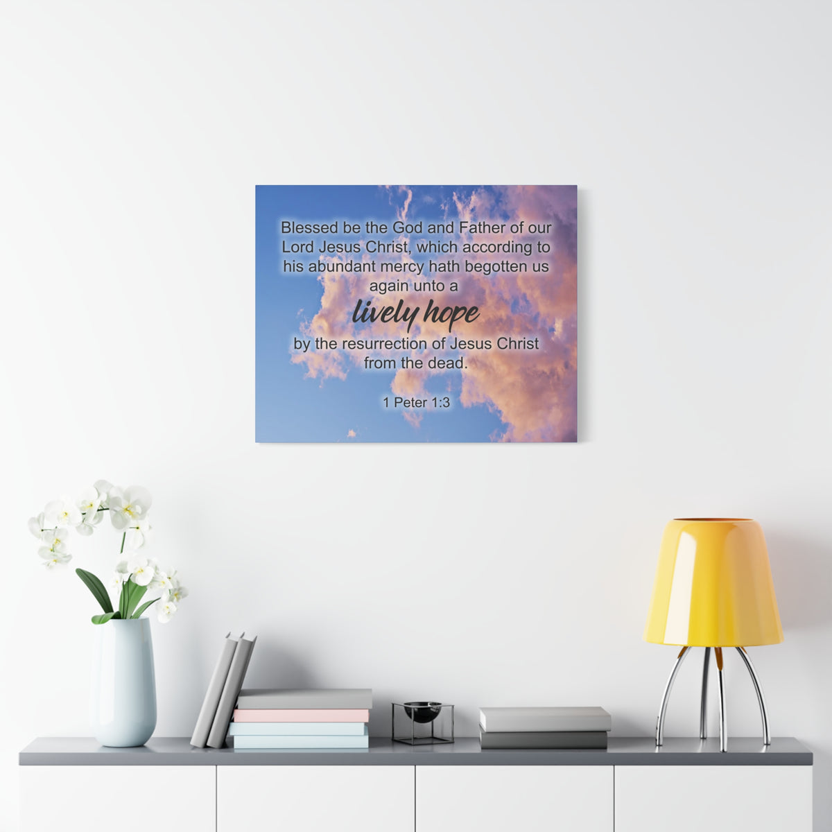 Scripture Canvas Lively Hope 1 Peter 1:3 Christian Wall Art Bible Verse Print Ready to Hang
