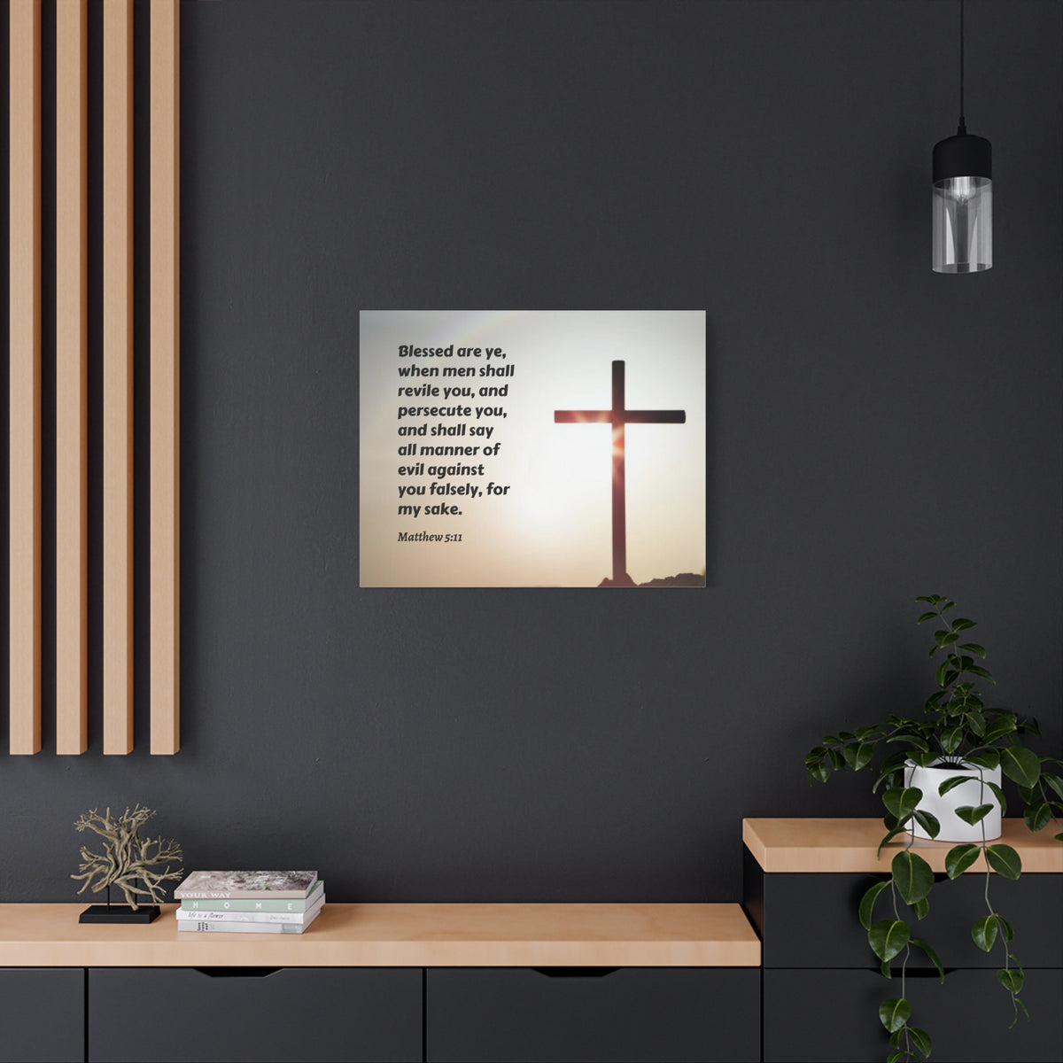 Scripture Canvas All Manner Matthew 5:11 Christian Wall Art Bible Verse Print Ready to Hang