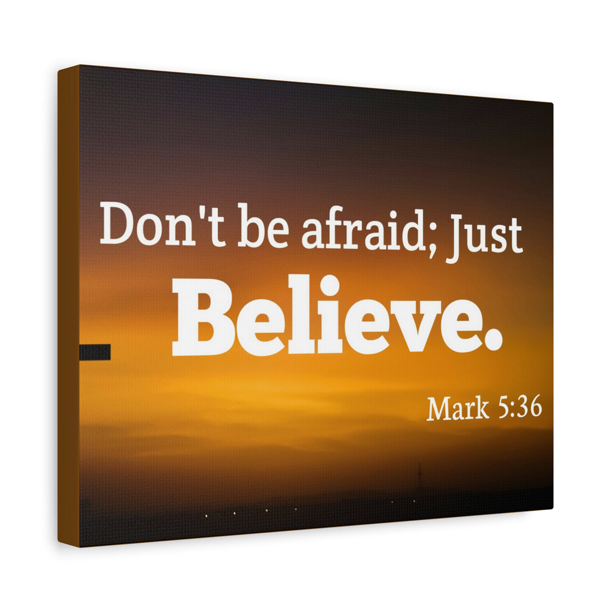 Scripture Canvas Believe Mark 5:36 Christian Wall Art Bible Verse Print Ready to Hang