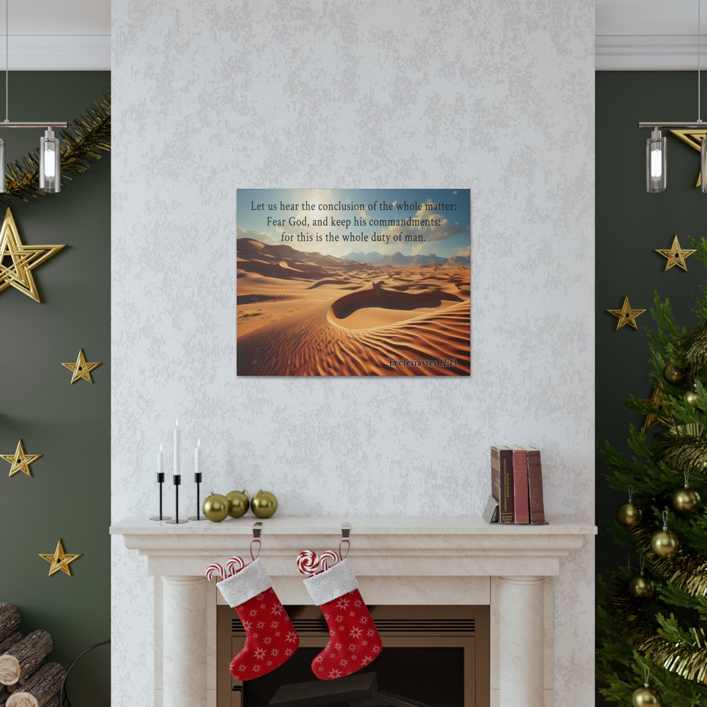 Ecclesiastes 12:13 Desert Bible Verse Canvas Christian Wall Art Ready to Hang Unframed