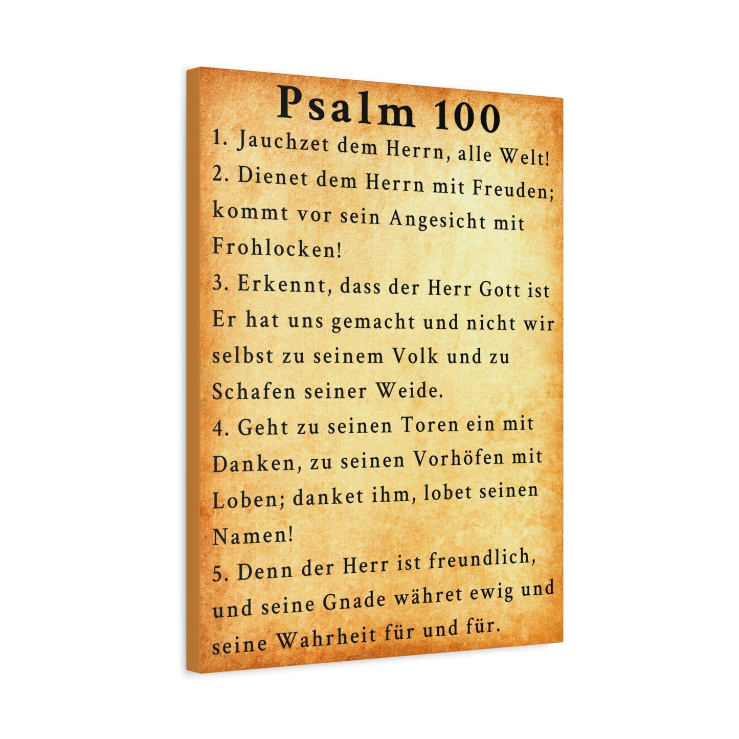 Scripture Walls Psalm 100 German Gold Bible Verse Canvas Christian Wall Art Ready to Hang Unframed