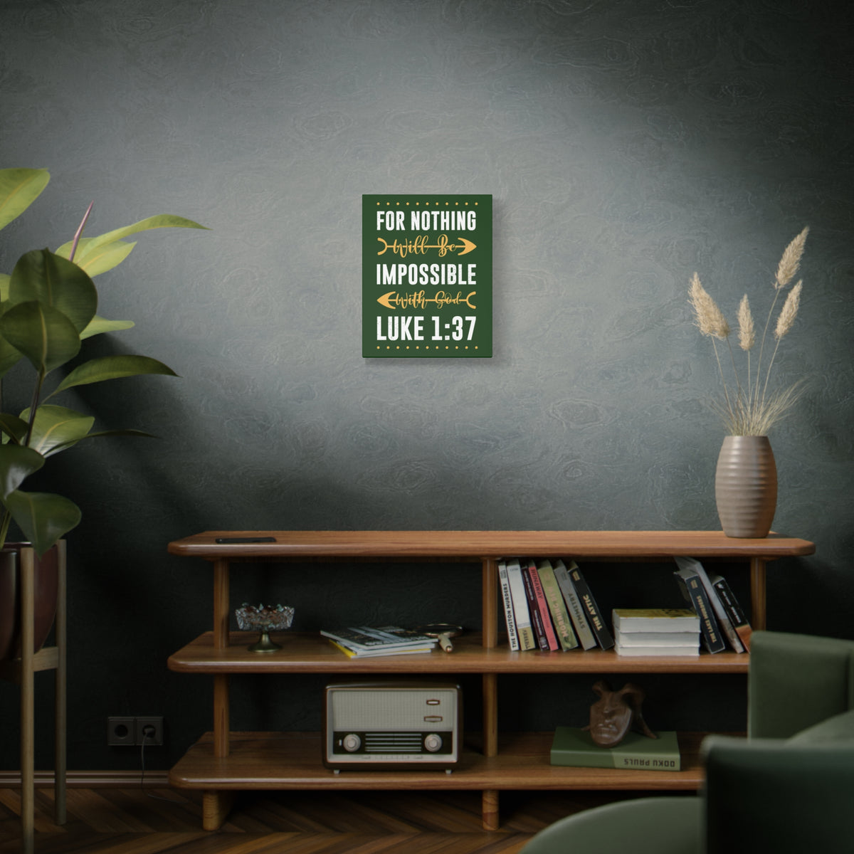Scripture Canvas Nothing Impossible Luke 1:37 Christian Wall Art Bible Verse Print Ready to Hang