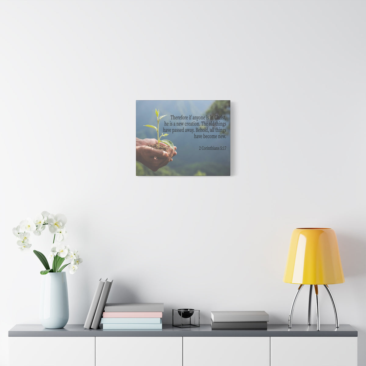 Scripture Canvas Anyone is a New Creation 2 Corinthians 5:17 Christian Wall Art Bible Verse Print Ready to Hang