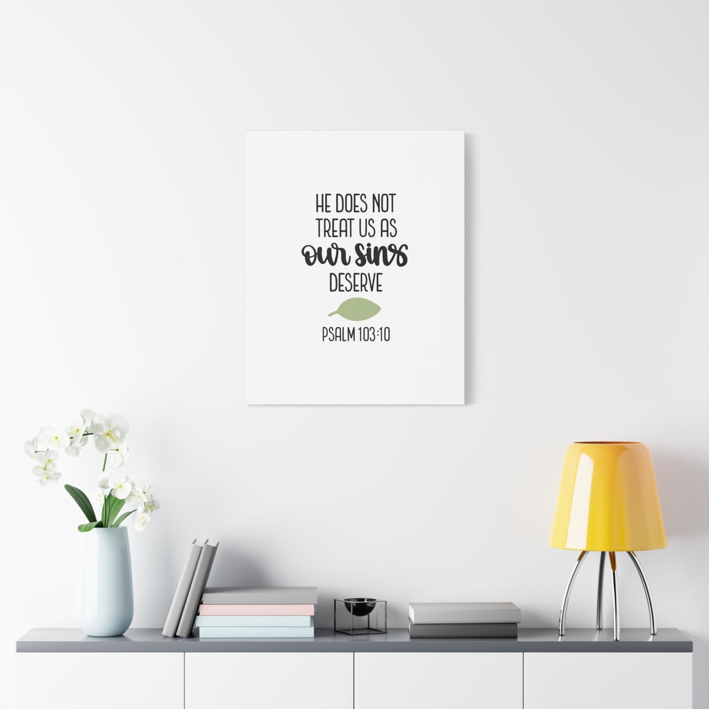 Scripture Canvas Our Sins Psalm 103:10 Christian Wall Art Bible Verse Print Ready to Hang