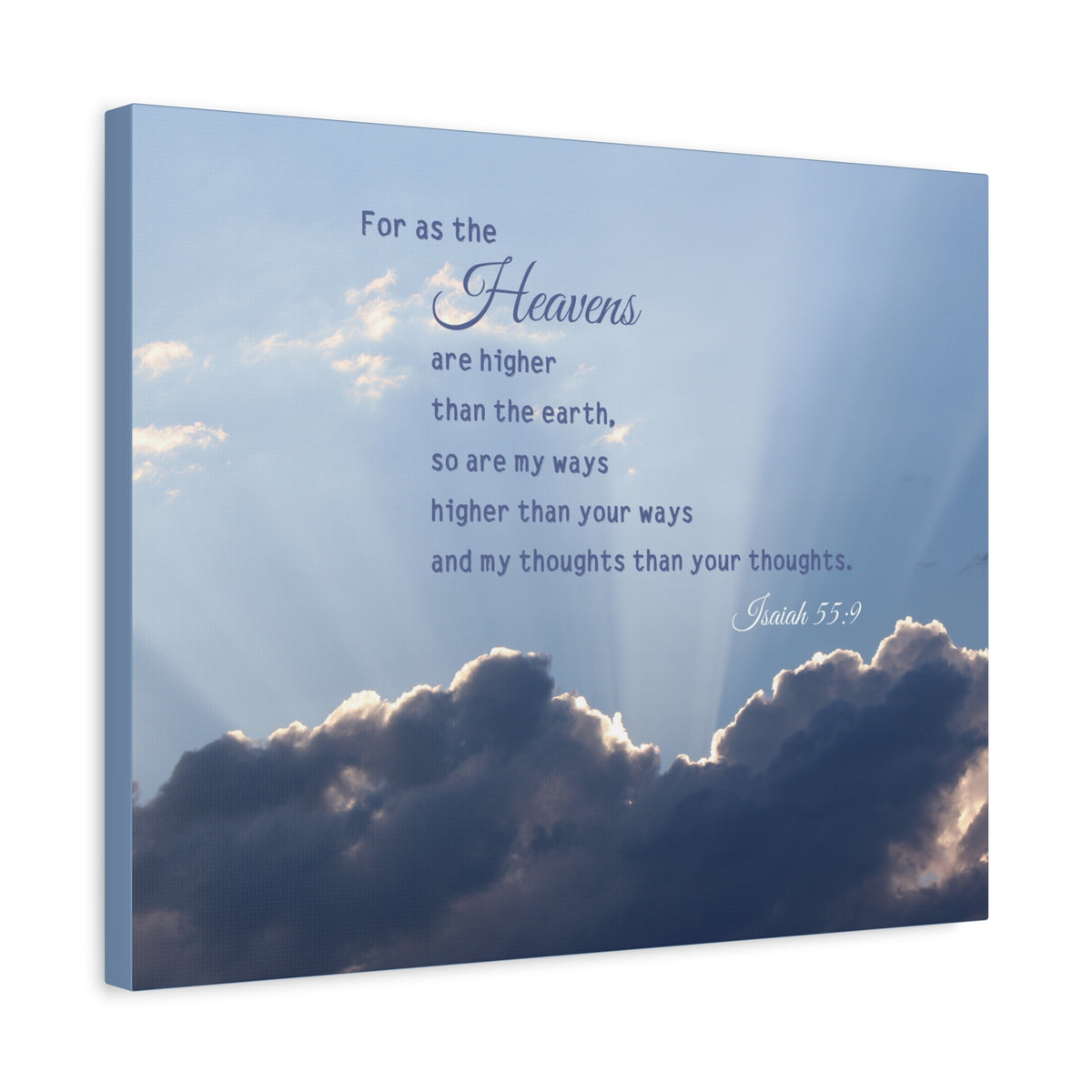 Scripture Canvas My Ways Isaiah 55:9 Christian Wall Art Bible Verse Print Ready to Hang