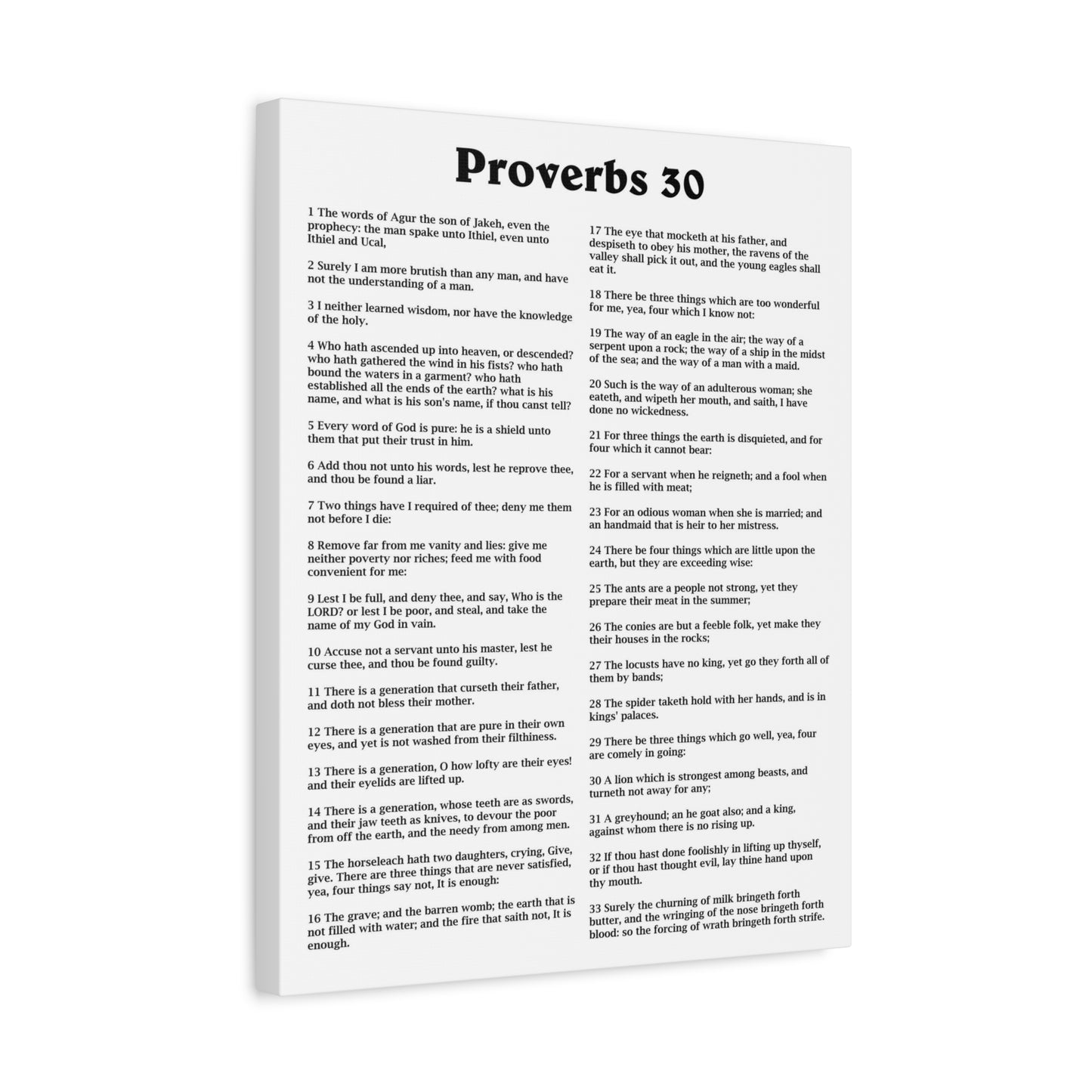 Scripture Walls Proverbs Chapter 30 White Bible Canvas Christian Wall Art Ready to Hang Unframed