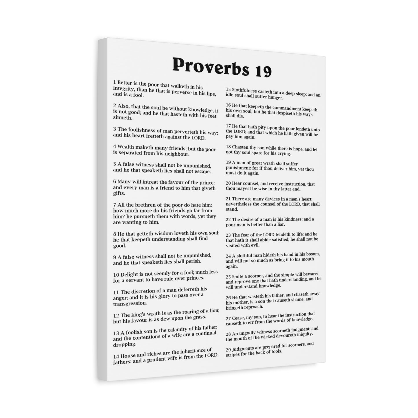 Scripture Walls Proverbs Chapter 19 White Bible Canvas Christian Wall Art Ready to Hang Unframed