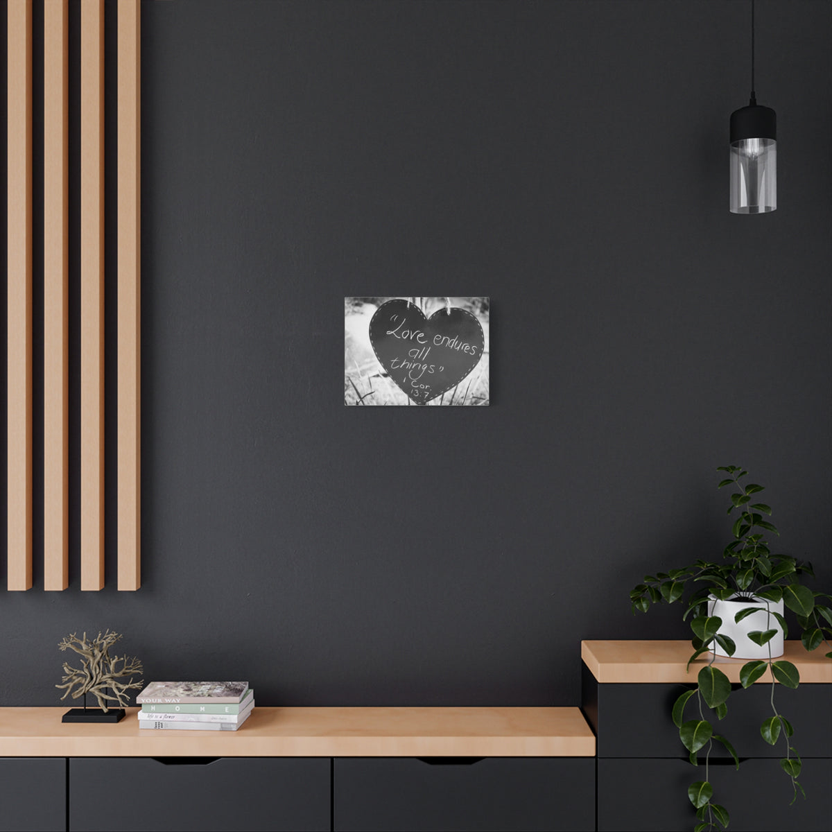Scripture Canvas Love Endures 1 Cor 13:7 Christian Wall Art Bible Verse Print Ready to Hang