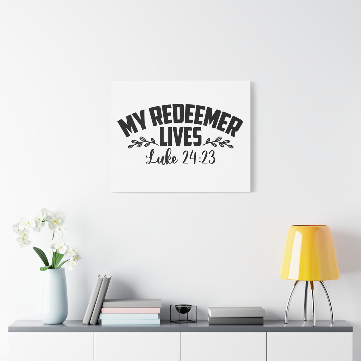 Scripture Canvas My Redeemer Lives Luke 24:23 Christian Wall Art Bible Verse Print Ready to Hang