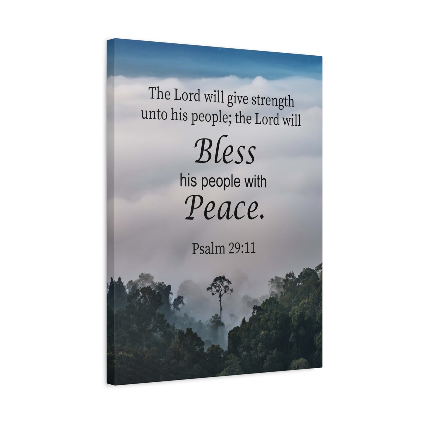 Scripture Canvas Bless Peace Psalm 29:11 Christian Wall Art Bible Verse Print Ready to Hang