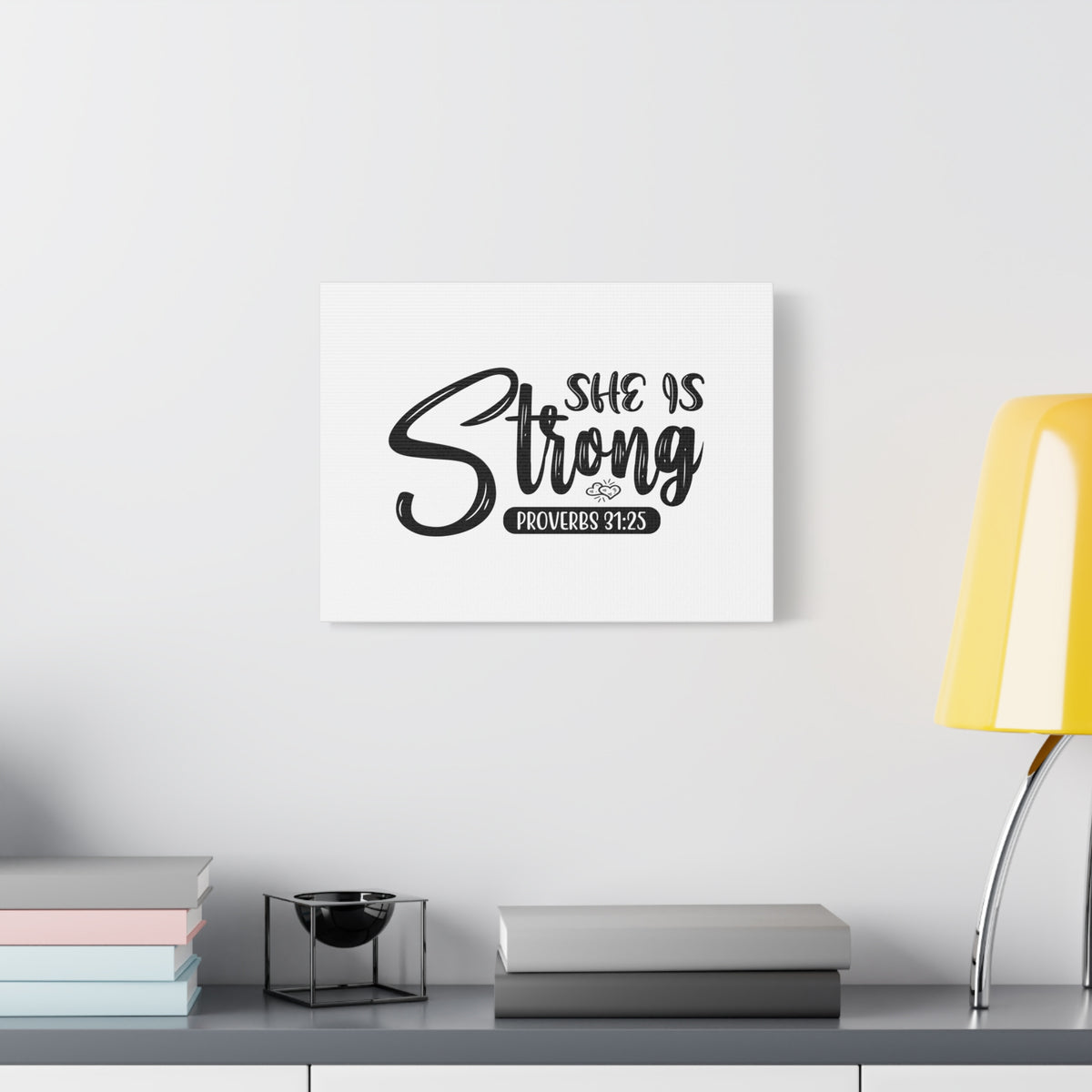 Scripture Canvas She Is Strong Proverbs 31:25 Christian Wall Art Bible Verse Print Ready to Hang