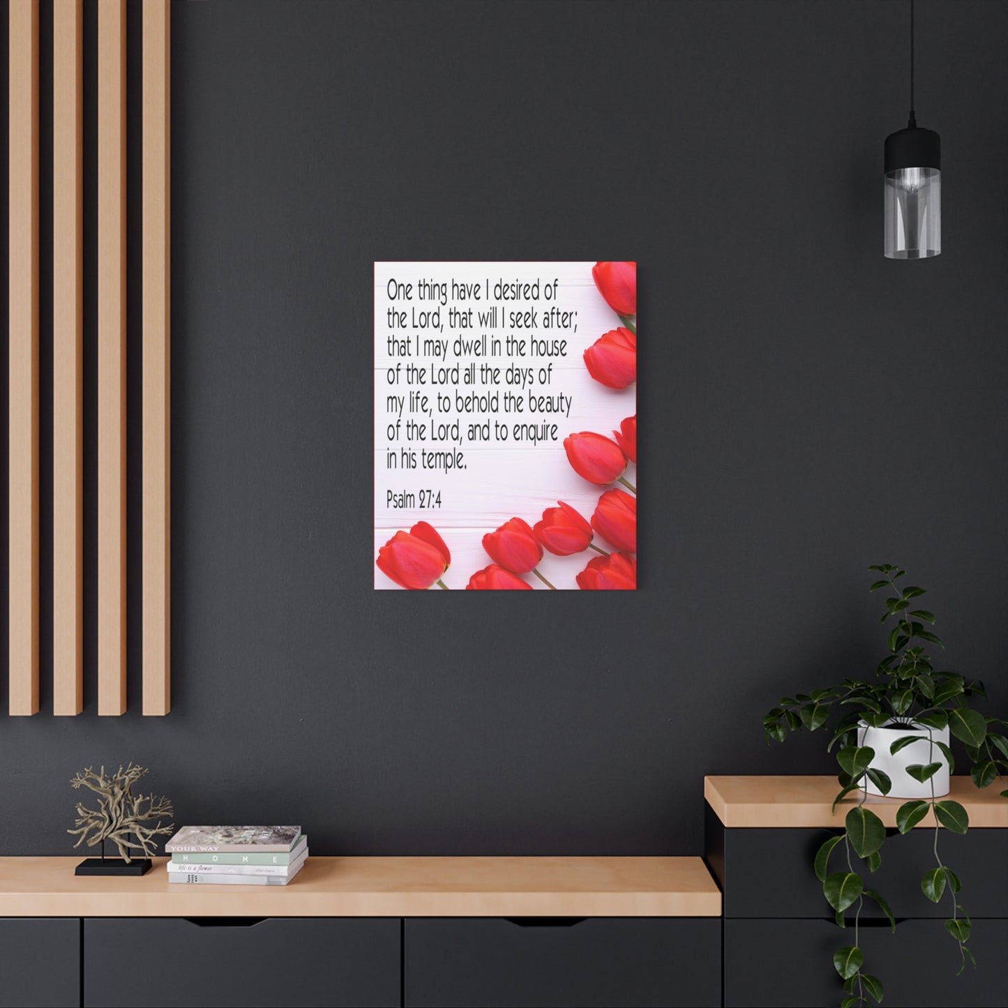 Scripture Canvas The Beauty of The Lord Psalm 27:4 Christian Wall Art Bible Verse Print Ready to Hang