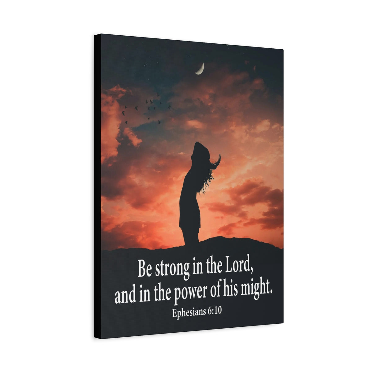 Scripture Canvas Be Strong in the Lord Ephesians 6:10 Christian Wall Art Bible Verse Print Ready to Hang