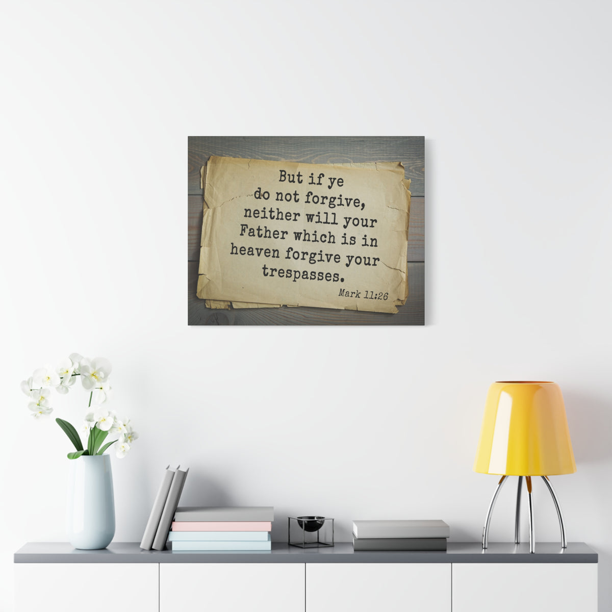 Scripture Canvas Father Which Is In Heaven Mark 11:26 Christian Wall Art Bible Verse Print Ready to Hang