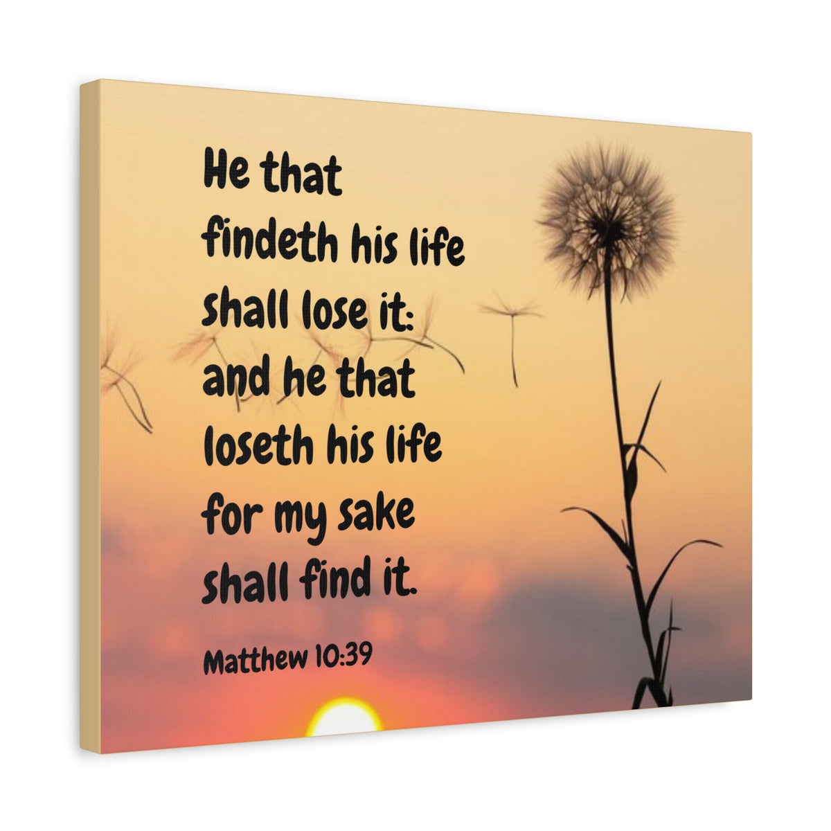 Scripture Canvas Life Matthew 10:39 Christian Wall Art Bible Verse Print Ready to Hang