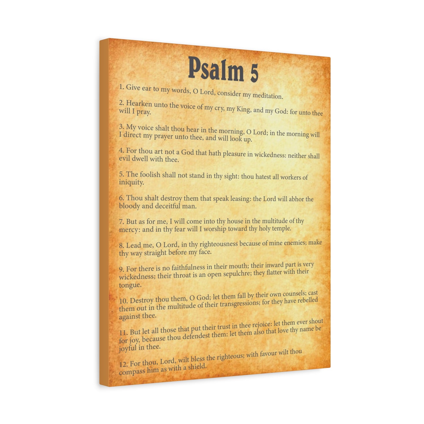 Scripture Walls Psalm 5 Gold Bible Chapter Canvas Christian Wall Art Ready to Hang