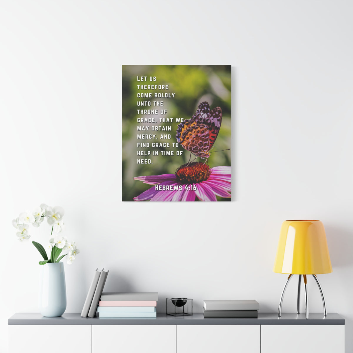 Scripture Canvas Throne Of Grace Hebrews 4:16 Christian Wall Art Bible Verse Print Ready to Hang