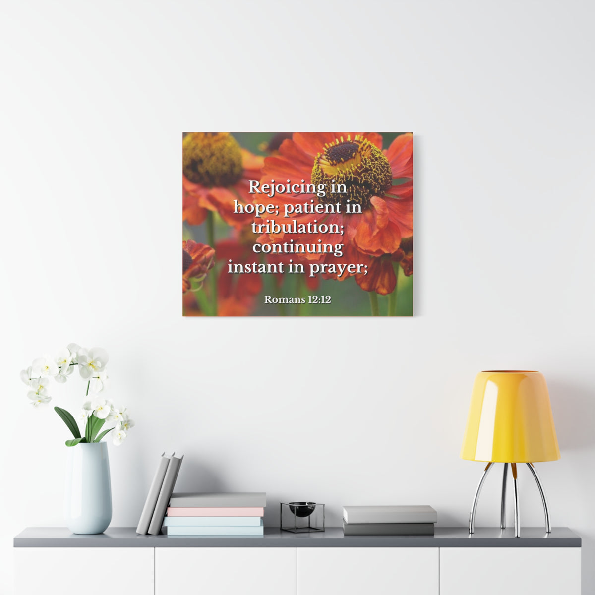 Scripture Canvas Rejoicing In Hope Romans 12:12 Christian Wall Art Bible Verse Print Ready to Hang