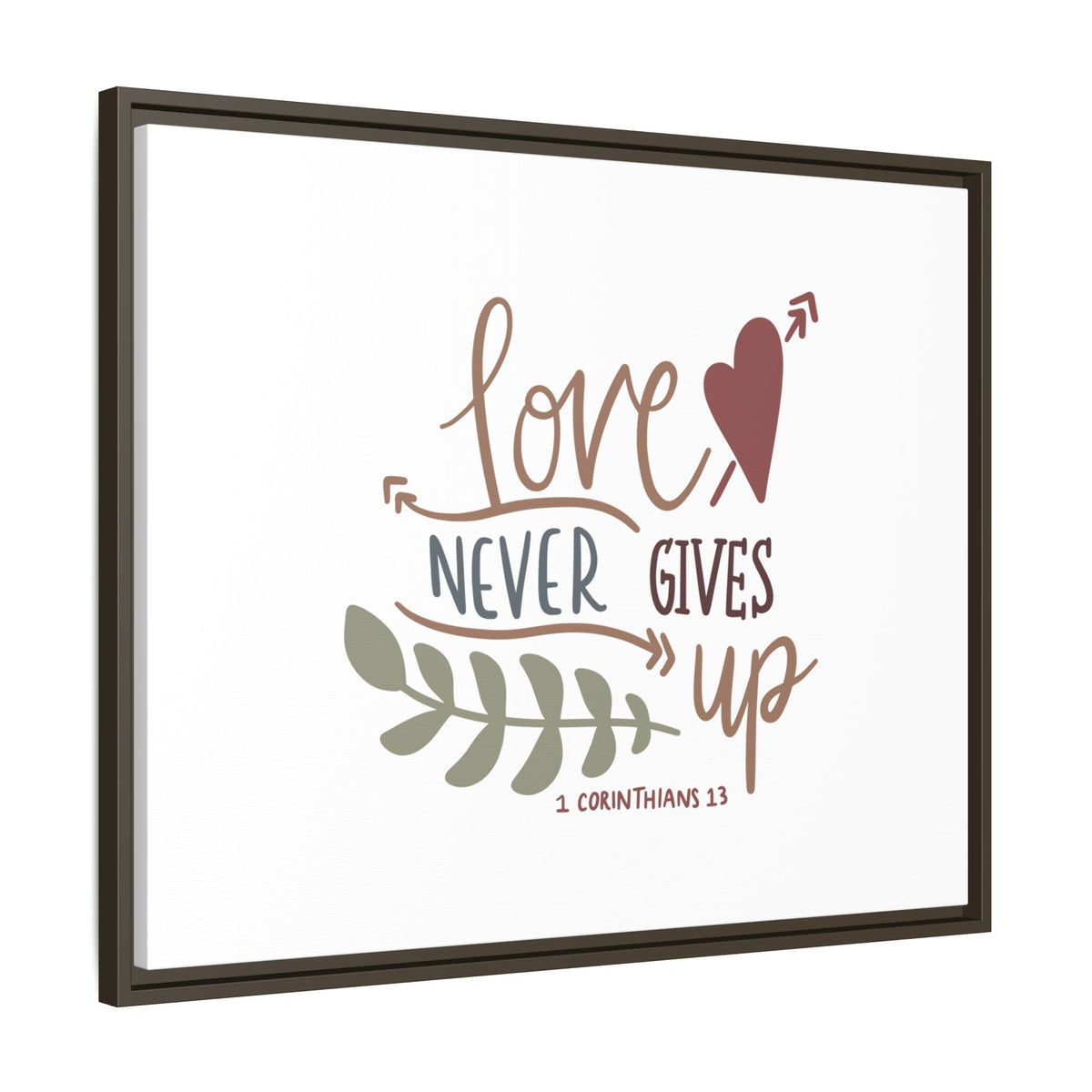 Scripture Canvas Love Never Gives Up 1 Corinthians 13 Christian Wall Art Bible Verse Print Ready to Hang