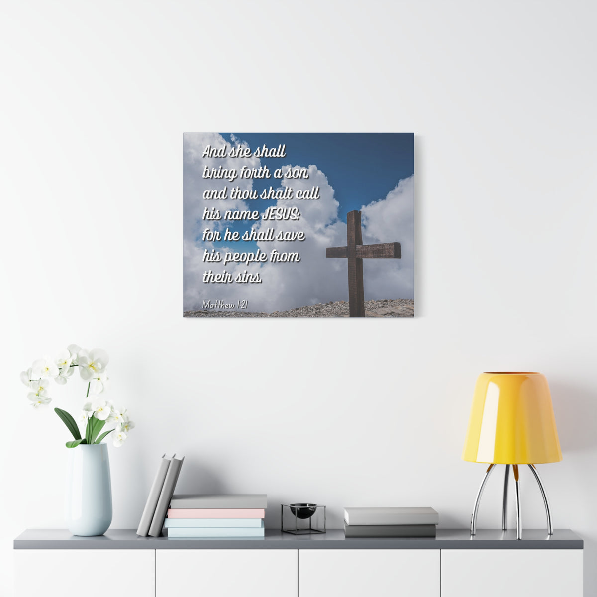 Scripture Canvas Save His People Matthew 1:21 Christian Wall Art Bible Verse Print Ready to Hang