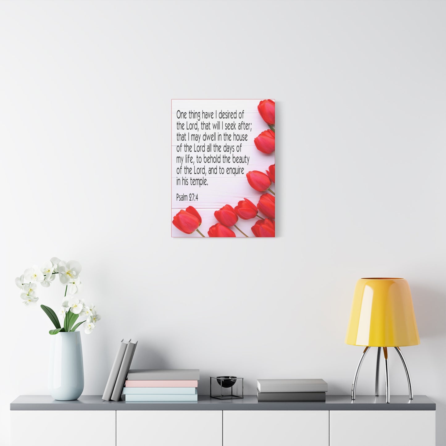 Scripture Canvas The Beauty of The Lord Psalm 27:4 Christian Wall Art Bible Verse Print Ready to Hang