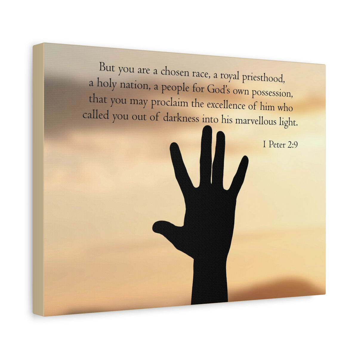 Scripture Canvas Royal Priesthood 1 Peter 2:9 Christian Wall Art Bible Verse Print Ready to Hang